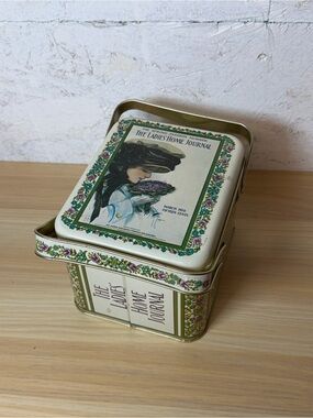 Vintage Tin by Cheinco Cream & Green Floral 1910 Ladies' Home Journal Tin